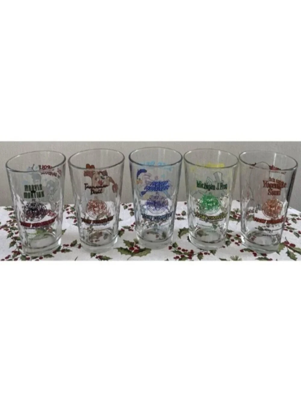 FIVE Pint Glasses Looney Tunes Toon Tumblers Warner Bros. Cartoons Collector USA